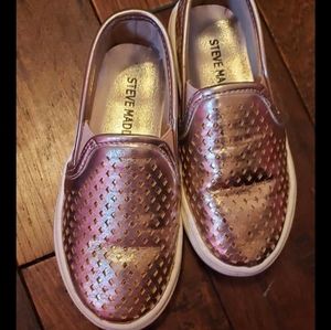 Gold slip on shoes
